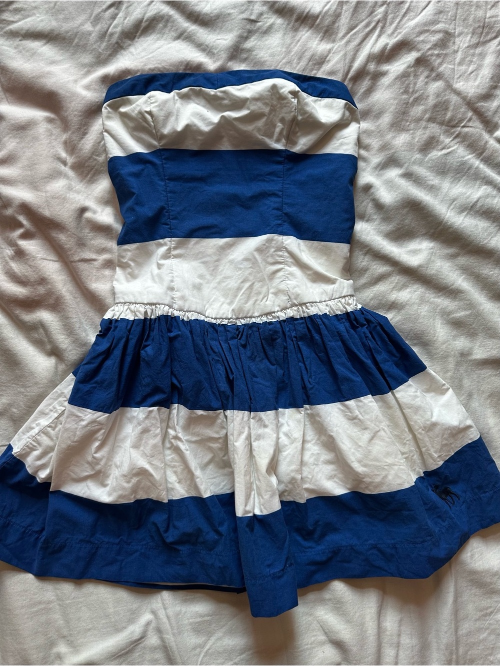 Abercrombie & Fitch Joanna Blue White Stripe Strapless Mini Dress Size S - Picture 3 of 9